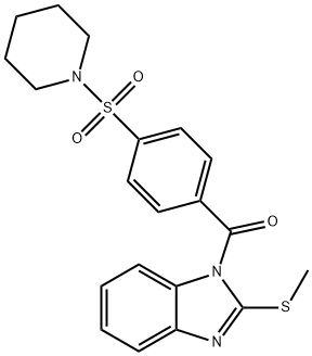 (2-(methylthio)-1H-benzo[d]imidazol-1-yl)(4-(piperidin-1-ylsulfonyl)phenyl)methanone Struktur