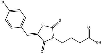 (Z)-4-(5-(4-chlorobenzylidene)-4-oxo-2-thioxothiazolidin-3-yl)butanoic acid Struktur