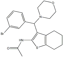 N-(3-((3-bromophenyl)(morpholino)methyl)-4,5,6,7-tetrahydrobenzo[b]thiophen-2-yl)acetamide Struktur