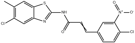 (2E)-N-(5-chloro-6-methyl-1,3-benzothiazol-2-yl)-3-(4-chloro-3-nitrophenyl)prop-2-enamide Struktur