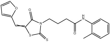 (E)-4-(5-(furan-2-ylmethylene)-4-oxo-2-thioxothiazolidin-3-yl)-N-(o-tolyl)butanamide Struktur