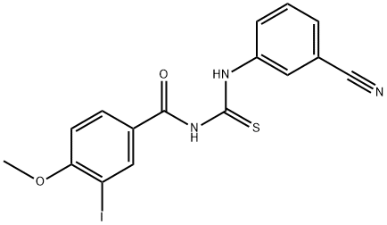 N-{[(3-cyanophenyl)amino]carbonothioyl}-3-iodo-4-methoxybenzamide Struktur