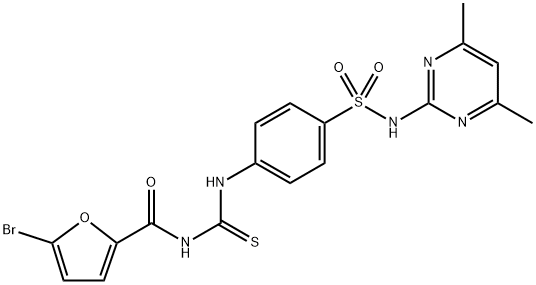 5-bromo-N-{[(4-{[(4,6-dimethyl-2-pyrimidinyl)amino]sulfonyl}phenyl)amino]carbonothioyl}-2-furamide Struktur