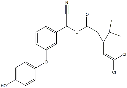 Cyclopropanecarboxylicacid, 3-(2,2-dichloroethenyl)-2,2-dimethyl-,cyano[3-(4-hydroxyphenoxy)phenyl]methyl ester Struktur