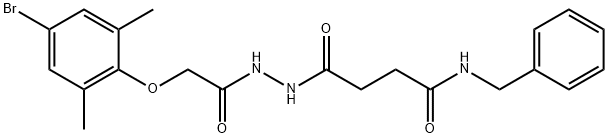 N-benzyl-4-{2-[(4-bromo-2,6-dimethylphenoxy)acetyl]hydrazino}-4-oxobutanamide Struktur