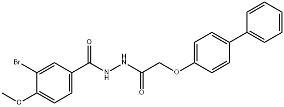 3-bromo-4-methoxy-N'-[2-(4-phenylphenoxy)acetyl]benzohydrazide Struktur