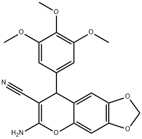 6-amino-8-(3,4,5-trimethoxyphenyl)-8H-[1,3]dioxolo[4,5-g]chromene-7-carbonitrile Struktur