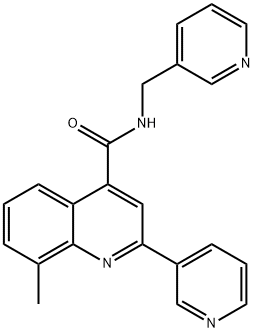 8-methyl-2-pyridin-3-yl-N-(pyridin-3-ylmethyl)quinoline-4-carboxamide Struktur