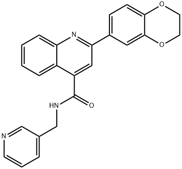 2-(2,3-dihydro-1,4-benzodioxin-6-yl)-N-(pyridin-3-ylmethyl)quinoline-4-carboxamide Struktur