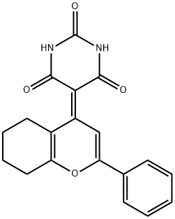 5-(2-phenyl-5,6,7,8-tetrahydro-4H-chromen-4-ylidene)pyrimidine-2,4,6(1H,3H,5H)-trione Struktur