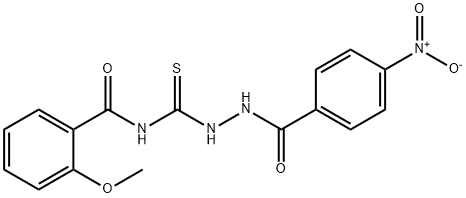 2-methoxy-N-{[2-(4-nitrobenzoyl)hydrazino]carbonothioyl}benzamide Struktur