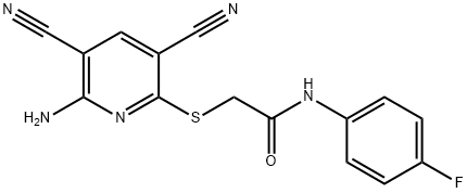 2-[(6-amino-3,5-dicyanopyridin-2-yl)sulfanyl]-N-(4-fluorophenyl)acetamide Struktur