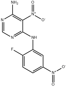 N4-(2-fluoro-5-nitrophenyl)-5-nitropyrimidine-4,6-diamine Struktur