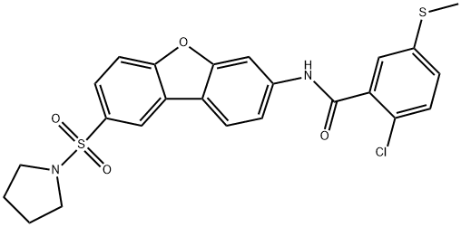 2-chloro-5-methylsulfanyl-N-(8-pyrrolidin-1-ylsulfonyldibenzofuran-3-yl)benzamide Struktur