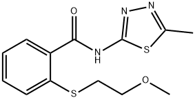 2-(2-methoxyethylsulfanyl)-N-(5-methyl-1,3,4-thiadiazol-2-yl)benzamide Struktur