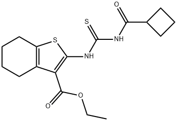 ethyl 2-({[(cyclobutylcarbonyl)amino]carbonothioyl}amino)-4,5,6,7-tetrahydro-1-benzothiophene-3-carboxylate Struktur