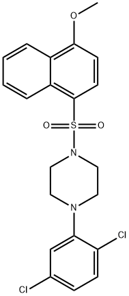 1-(2,5-dichlorophenyl)-4-((4-methoxynaphthalen-1-yl)sulfonyl)piperazine Struktur