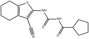 N-[(3-cyano-4,5,6,7-tetrahydro-1-benzothiophen-2-yl)carbamothioyl]cyclopentanecarboxamide Struktur