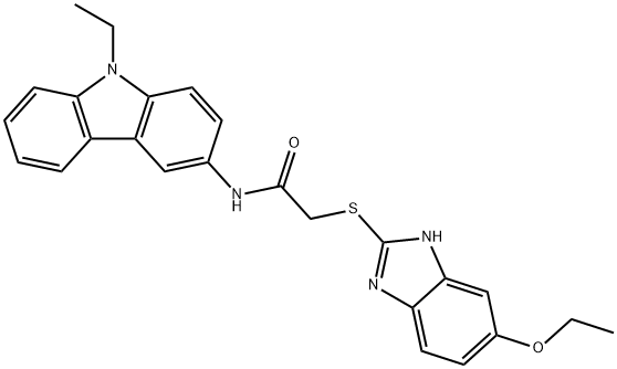 2-[(5-ethoxy-1H-benzimidazol-2-yl)sulfanyl]-N-(9-ethyl-9H-carbazol-3-yl)acetamide Struktur