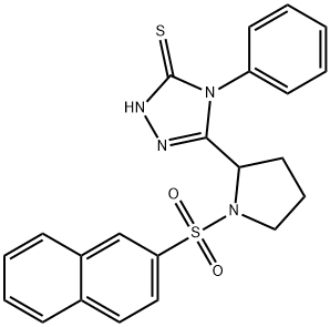 5-[1-(naphthalen-2-ylsulfonyl)pyrrolidin-2-yl]-4-phenyl-4H-1,2,4-triazole-3-thiol Struktur