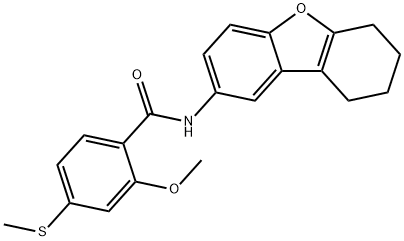 2-methoxy-4-methylsulfanyl-N-(6,7,8,9-tetrahydrodibenzofuran-2-yl)benzamide Struktur