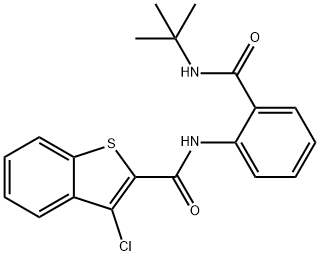 N-[2-(tert-butylcarbamoyl)phenyl]-3-chloro-1-benzothiophene-2-carboxamide Struktur