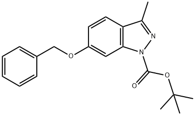 6-Benzyloxy-3-methyl-indazole-1-carboxylic acid tert-butyl ester Struktur