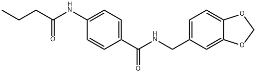 N-(1,3-benzodioxol-5-ylmethyl)-4-(butanoylamino)benzamide Struktur