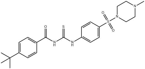 4-tert-butyl-N-[({4-[(4-methyl-1-piperazinyl)sulfonyl]phenyl}amino)carbonothioyl]benzamide Struktur