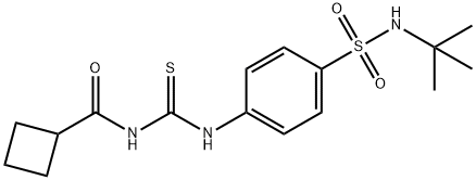 N-[({4-[(tert-butylamino)sulfonyl]phenyl}amino)carbonothioyl]cyclobutanecarboxamide Struktur