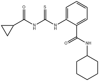 N-cyclohexyl-2-(cyclopropanecarbonylcarbamothioylamino)benzamide Struktur