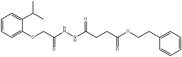 2-phenylethyl 4-{2-[(2-isopropylphenoxy)acetyl]hydrazino}-4-oxobutanoate Struktur