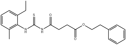 2-phenylethyl 4-({[(2-ethyl-6-methylphenyl)amino]carbonothioyl}amino)-4-oxobutanoate Struktur