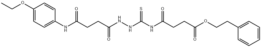 2-phenylethyl 4-{[(2-{4-[(4-ethoxyphenyl)amino]-4-oxobutanoyl}hydrazino)carbonothioyl]amino}-4-oxobutanoate Struktur