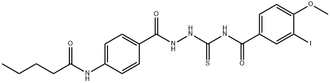 3-iodo-4-methoxy-N-({2-[4-(pentanoylamino)benzoyl]hydrazino}carbonothioyl)benzamide Struktur