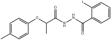 2-iodo-N'-[2-(4-methylphenoxy)propanoyl]benzohydrazide Struktur