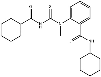 N-cyclohexyl-2-[{[(cyclohexylcarbonyl)amino]carbonothioyl}(methyl)amino]benzamide Struktur