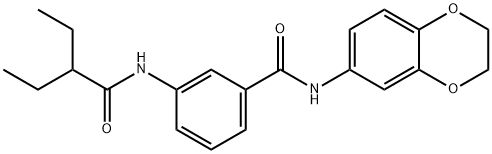 N-(2,3-dihydro-1,4-benzodioxin-6-yl)-3-(2-ethylbutanoylamino)benzamide Struktur