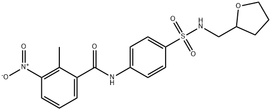 2-methyl-3-nitro-N-{4-[(tetrahydrofuran-2-ylmethyl)sulfamoyl]phenyl}benzamide Struktur