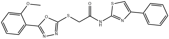 2-((5-(2-methoxyphenyl)-1,3,4-oxadiazol-2-yl)thio)-N-(4-phenylthiazol-2-yl)acetamide Struktur