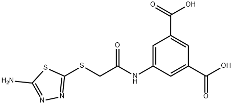 5-({[(5-amino-1,3,4-thiadiazol-2-yl)sulfanyl]acetyl}amino)benzene-1,3-dicarboxylic acid Struktur