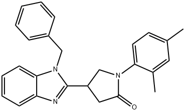 4-(1-benzyl-1H-benzo[d]imidazol-2-yl)-1-(2,4-dimethylphenyl)pyrrolidin-2-one Struktur