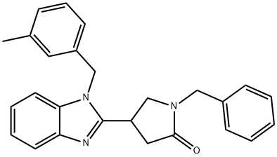 1-benzyl-4-(1-(3-methylbenzyl)-1H-benzo[d]imidazol-2-yl)pyrrolidin-2-one Struktur