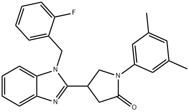 1-(3,5-dimethylphenyl)-4-(1-(2-fluorobenzyl)-1H-benzo[d]imidazol-2-yl)pyrrolidin-2-one Struktur