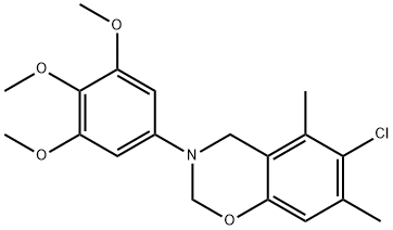 6-chloro-5,7-dimethyl-3-(3,4,5-trimethoxyphenyl)-2,4-dihydro-1,3-benzoxazine Struktur