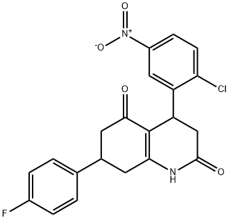 4-(2-chloro-5-nitrophenyl)-7-(4-fluorophenyl)-1,3,4,6,7,8-hexahydroquinoline-2,5-dione Struktur