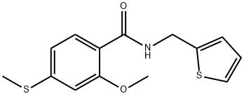 2-methoxy-4-methylsulfanyl-N-(thiophen-2-ylmethyl)benzamide Struktur