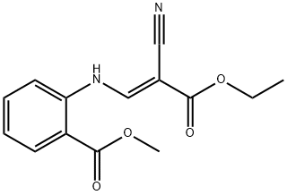 methyl (E)-2-((2-cyano-3-ethoxy-3-oxoprop-1-en-1-yl)amino)benzoate Struktur