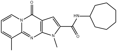 N-cycloheptyl-1,9-dimethyl-4-oxo-1,4-dihydropyrido[1,2-a]pyrrolo[2,3-d]pyrimidine-2-carboxamide Struktur