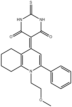 5-(1-(2-methoxyethyl)-2-phenyl-5,6,7,8-tetrahydroquinolin-4(1H)-ylidene)-2-thioxodihydropyrimidine-4,6(1H,5H)-dione Struktur